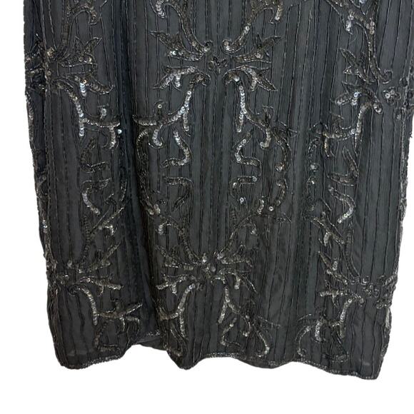 Vintage Papell Boutique Evening Dress Black 8 Sequins Cocktail Party Knee Length - Picture 6 of 9